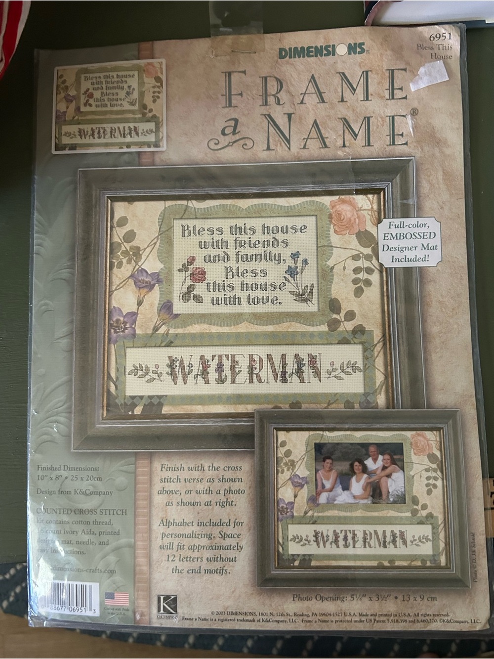 Dimensions Frame a Name 6951 Cross Stitch Kit Bless this House NEW